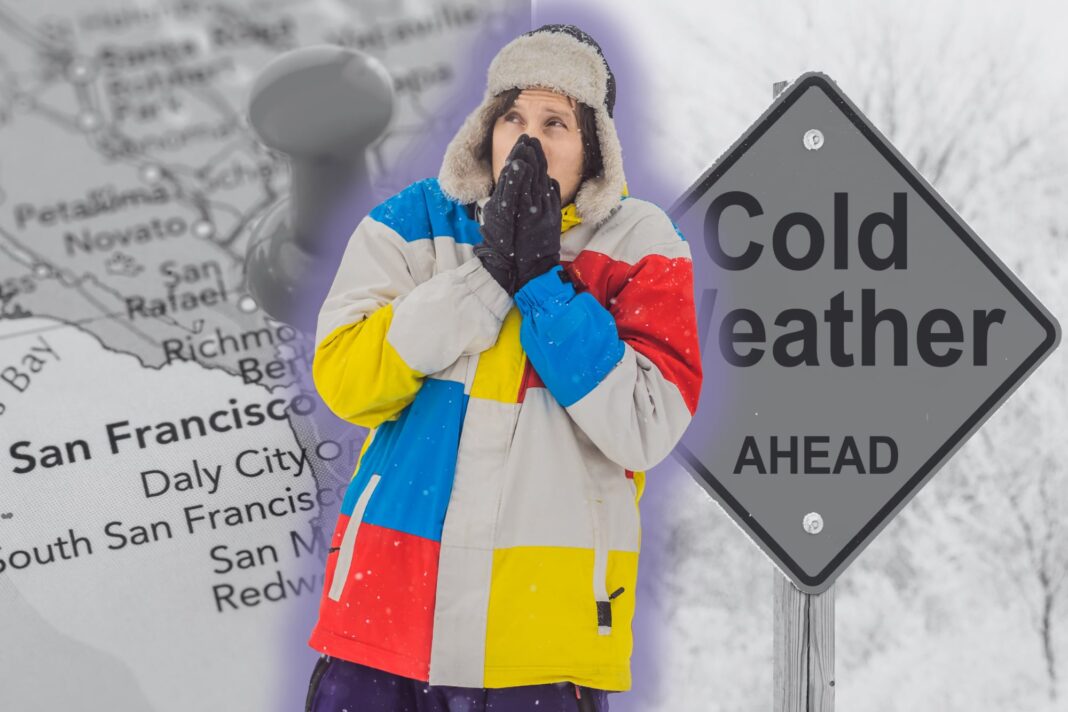 Mapa meteorológico mostrando los sistemas frontales sobre California.